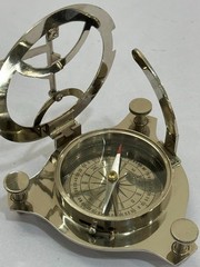 Silver Sundial Pocket Compass 3″ for Hiking, Camping & Nautical Outdoor Use