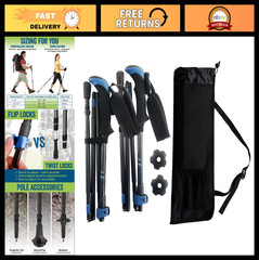 Ultralight Folding Hiking Poles – Travel-Friendly, Rubber Feet, Baskets & Carry