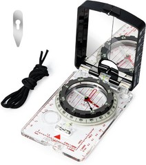 Orienteering Compass with Sighting Mirror – Adjustable Declination for Hiking &