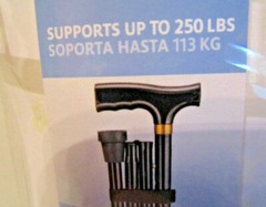 Folding WALKING CANE Adj. Height Contour Handle Support to 250 lbs Hike Walk