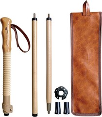 Elegant Beech Wood Adjustable Trekking Poles with Leather Grip – 1-pc Pack