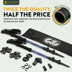 1100% Carbon Fiber Trekking Poles by USA Brand – Ultra Strong Lightweight Collap