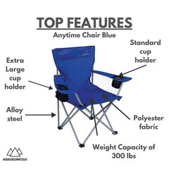 MOUNTAIN SUMMIT GEAR Anytime Chair for Camping, 35 x 34.5 x 21 inches, Blue