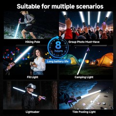 LED Illuminated Hard Hiking Pole with USB Charging, 2-in-1 Function, 2 Pack