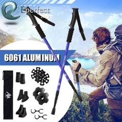 1 Pair Trekking Walking Hiking Sticks Anti-shock Adjustable Alpenstock Poles