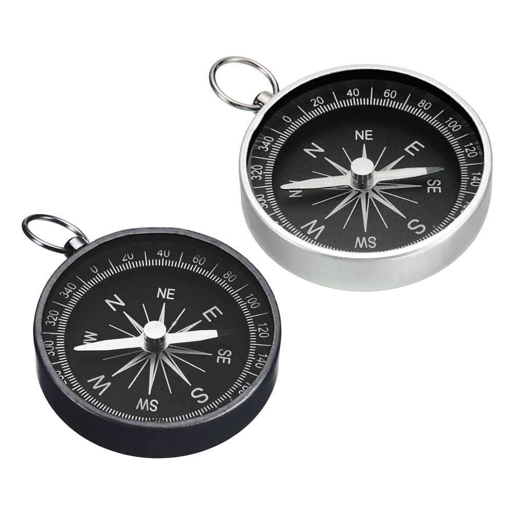 Pocket Compass Outdoors Navigation Compass with Key Ring White Black