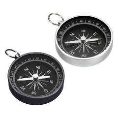 Pocket Compass Outdoors Navigation Compass with Key Ring White Black