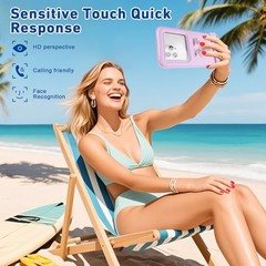 Waterproof Phone Pouch Floating, IPX68 Waterproof Phone Case for Purple Letter