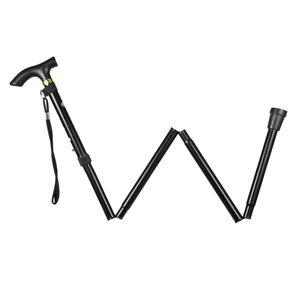 1Pc Walking Cane Aluminum Alloy Walking Stick Adjustable Folding Travel Hiking S