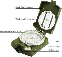 Compass, Hiking Compass for Survival with Lensatic – Water-Resistant Navy