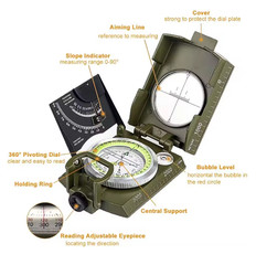 Multifunctional Compass Map Positioning Slope and Deviation Angle Measurement