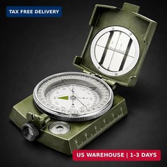 Military Lensatic Compass, Hiking Compass for Survival – Water-Resistant Navy