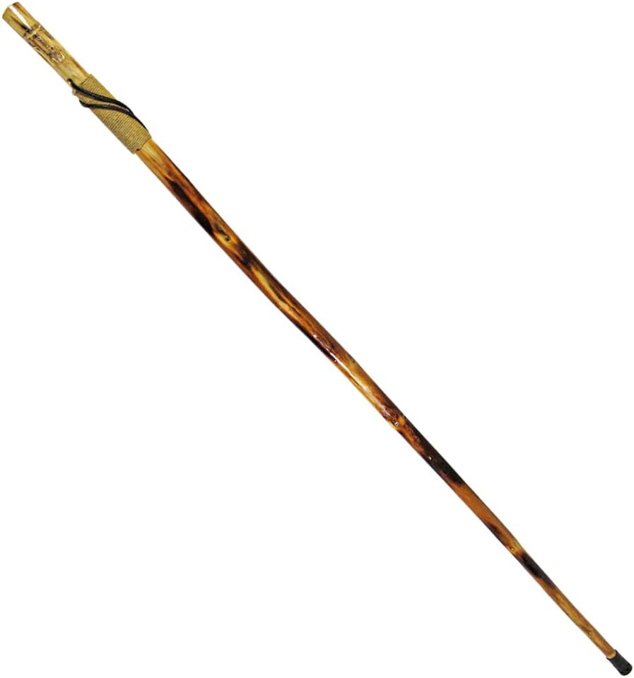 SE Survivor Series 55″ Hand Carved Wolf Hiking Stick, Weatherproof, Rope Wrapped