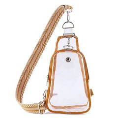 Clear Bag Stadium Approved, Clear Sling Bag with Embroidered Strap Khaki