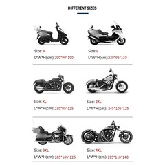 Motorcycle Cover Waterproof UV Protection with 4 Reflective Strips for Safety
