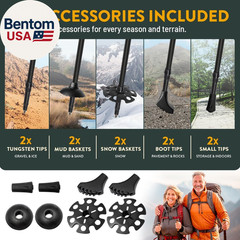 Premium Foldable Hiking Poles by USA Brand – Adjustable, Lightweight Trekking Po