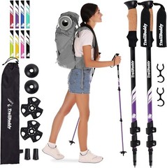 TrailBuddy Adjustable Hiking Poles for Snowshoe & Backpacking, Plum Purple – NIB