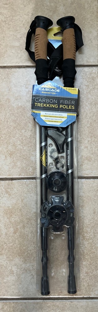 Cascade Mountain Tech Carbon Fiber Trekking Poles, 2 Pack Sealed
