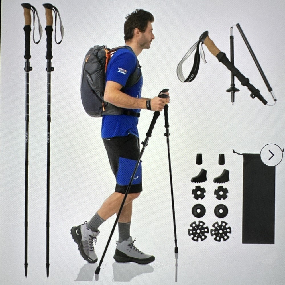 Portable Foldable Hiking Poles, 7075 Aluminum, Quick-Lock Adjustable, Set of 2