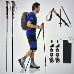 Portable Foldable Hiking Poles, 7075 Aluminum, Quick-Lock Adjustable, Set of 2