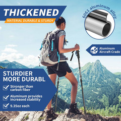 Folding Hiking Poles – 2-Piece Adjustable Trekking Poles, Lightweight Collapsibl