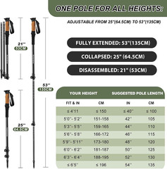 Carbon Fiber Trekking Poles – Lightweight Collapsible Hiking Poles with Cork Gri