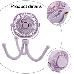 Stroller Fan Portable 8000mAh Battery 4 Speed Settings 360 Degree Rotating Head