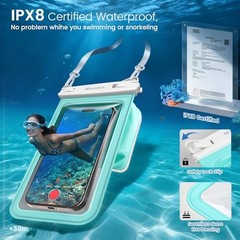 2 Pack IPX8 Waterproof Phone Pouch, Large Space Cell Phone Pouch Black + Green