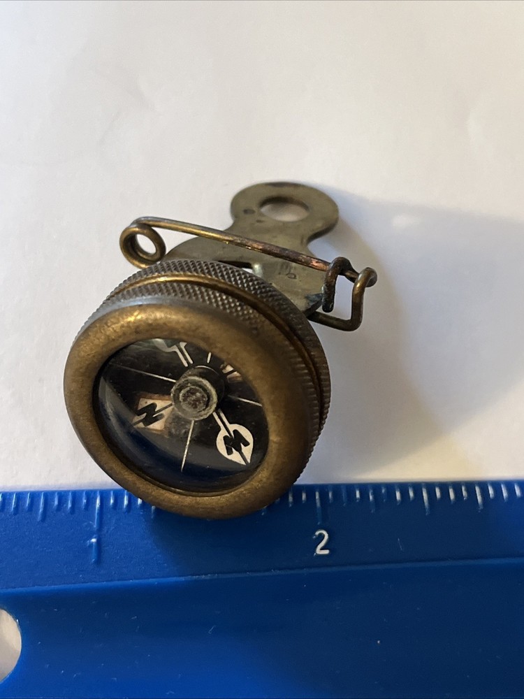 Marble’s Gladstone Pin On Brass Compass Michigan USA Vintage Camping Hiking