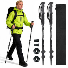 2PC Trekking Poles Nordic Walking Hiking Sticks Anti-shock Adjustable Alpenstock