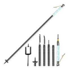 142CM luminous Tactical Trekking Pole, Folding with Compass Whistle Knife HooK