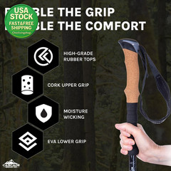 Lightweight Aluminum Trekking Poles Cork Grip Quick Lock