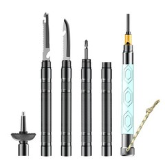142CM luminous Tactical Trekking Pole, Folding with Compass Whistle Knife HooK