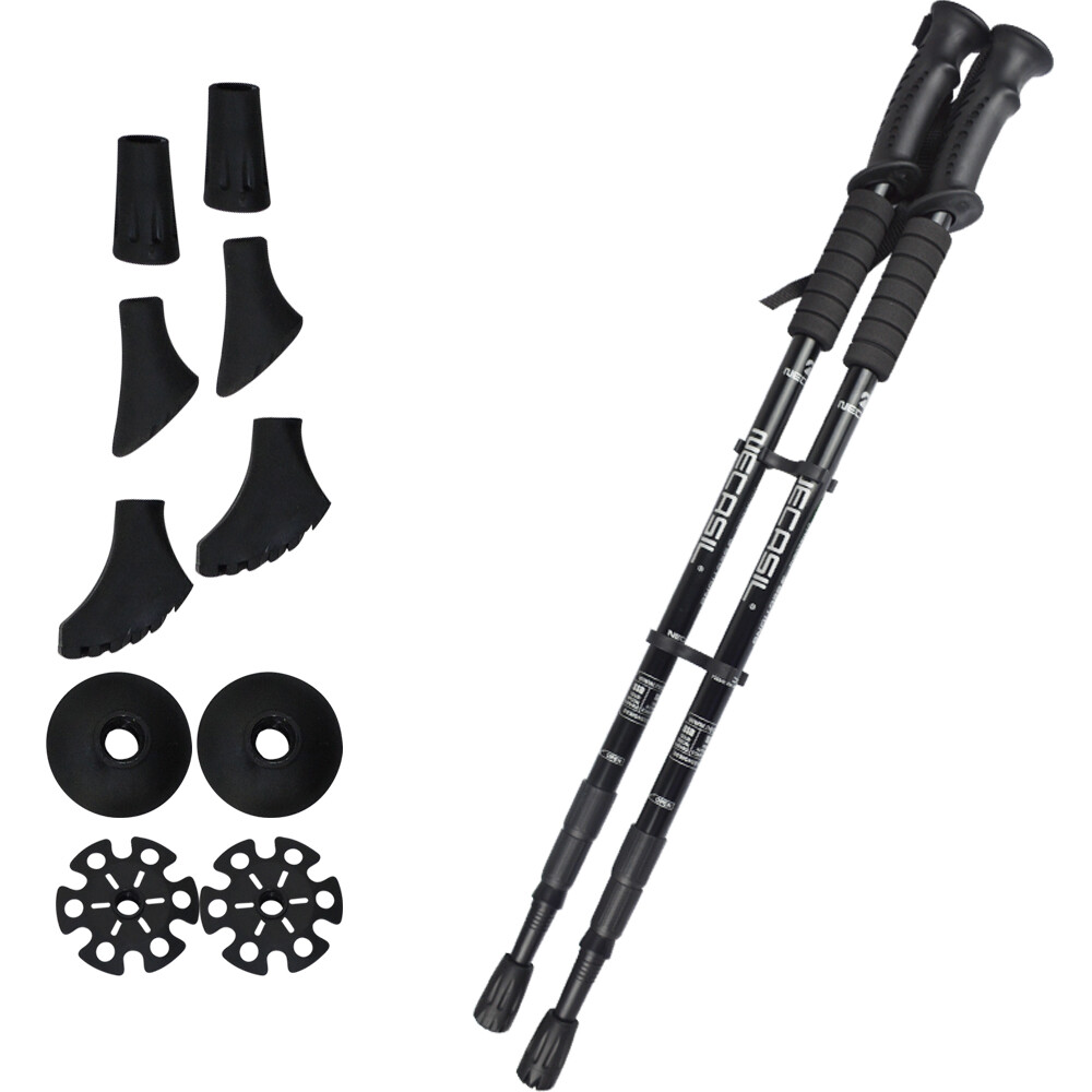 2PC Telescopic Walking Trekking Poles Hiking Sticks Anti-shock Nordic Alpenstock