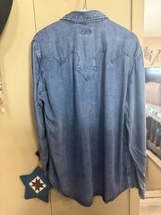 STETSON COWBOY WESTERN RETRO DENIM SHIRT W/ BLACK PEARL SNAPS – MEN’S XL