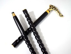 Luxuriously Crafted Wooden Walking Stick w/ Stunning Brass Handle – Black Matte