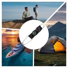 2 Pack Compass Keychain with Thermometer, Multifunctional Outdoor N…