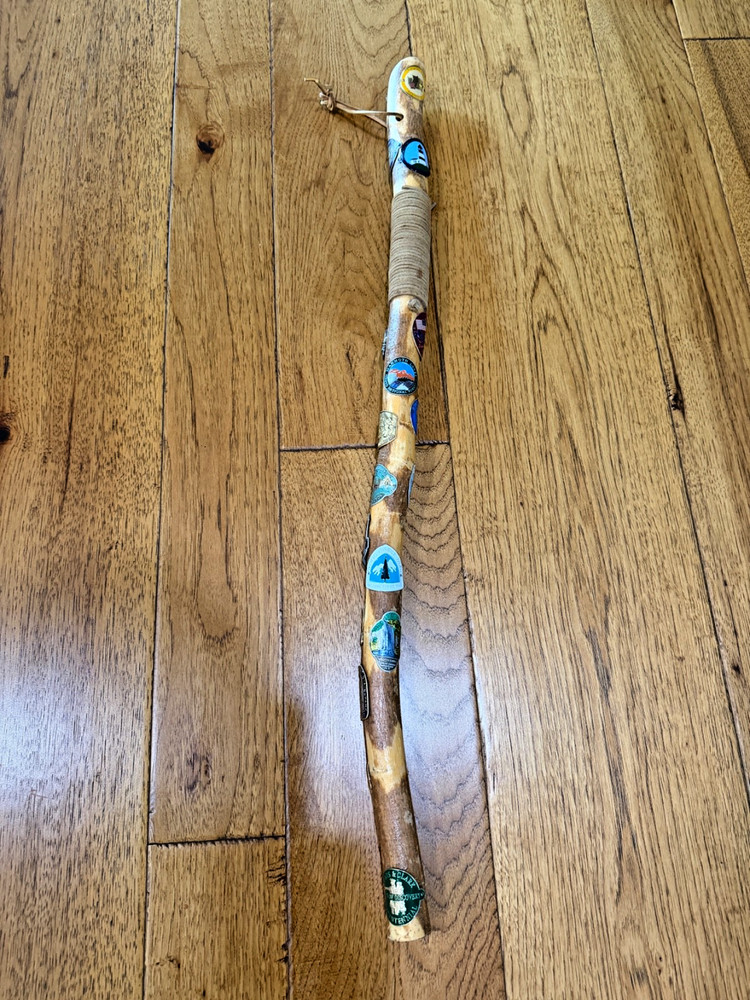 Wooden Hiking Walking Stick 30.5″ With 18 Medallions