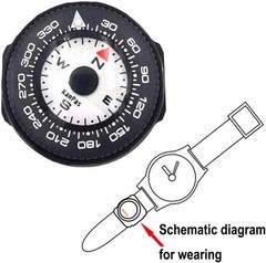 Mini Button Map Compass with Turnable Bezel for Watchband Every Day Carry