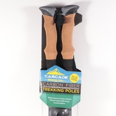 NEW! Cascade Mountain Tech 100% Carbon Fiber Quick Lock Trekking Poles Cork Grip