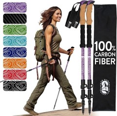 100% Carbon Fiber Trekking Poles by USA Brand Ultra Strong Lightweight
