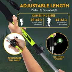 Pair 2 Trekking Walking Hiking Sticks Poles Adjustable Alpenstock Anti-shock