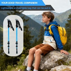 Hiking Trekking Poles for Kids, 2 Pack Anti Shock, Adjustable, Collapsible Hi…