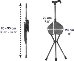 Cane with Seat Folding Lightweight, Carbon Fiber, Height Adjustable, Cane Chair