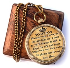 to My Son Compass with Wooden Box-Mom Medium, Antique Brass