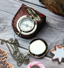 Personalized Brass Compass with Nickel Finish – Silver Color, Gifts for Men