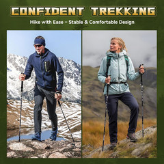 Trekking Poles Aviation Grade Aluminum Alloy-Strong Lightweight Collapsible Walk