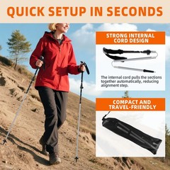 Collapsible Trekking Poles for Hiking – Lightweight Foldable Hiking Poles, 2 …