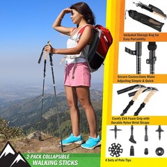 Adjustable Aluminum Alloy Collapsible Hiking Poles – Set of 2