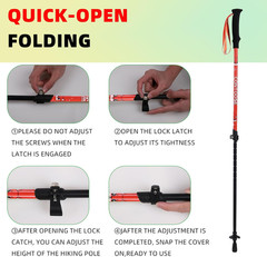 Carbon Fiber Trekking Poles & Walking Stick Retractable Lightweight for Hiking &